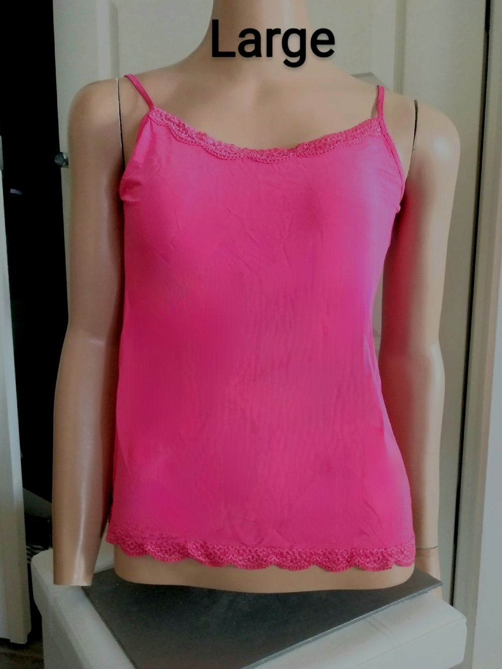Hot Pink Lace-Trim Camisole Tank Top - Women